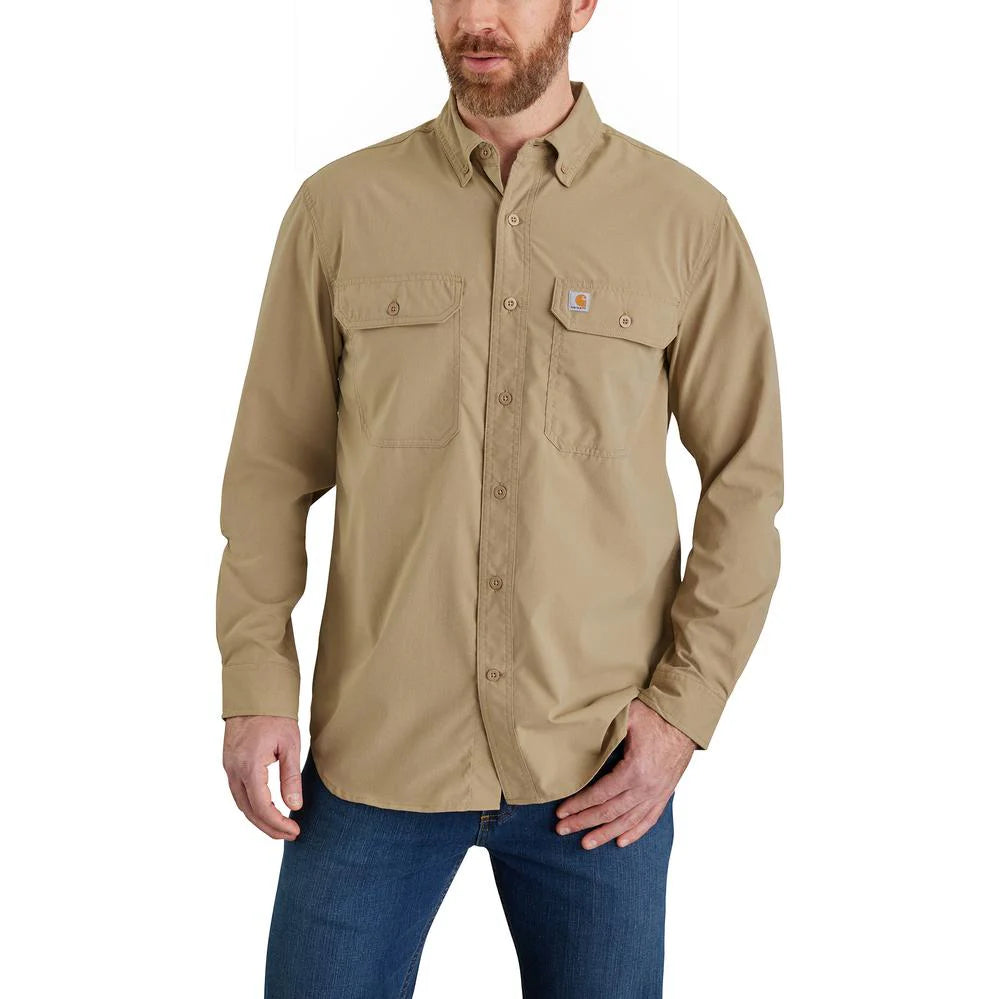 Force Relaxed Fit Lightweight Long-Sleeve Button Down Shirt
