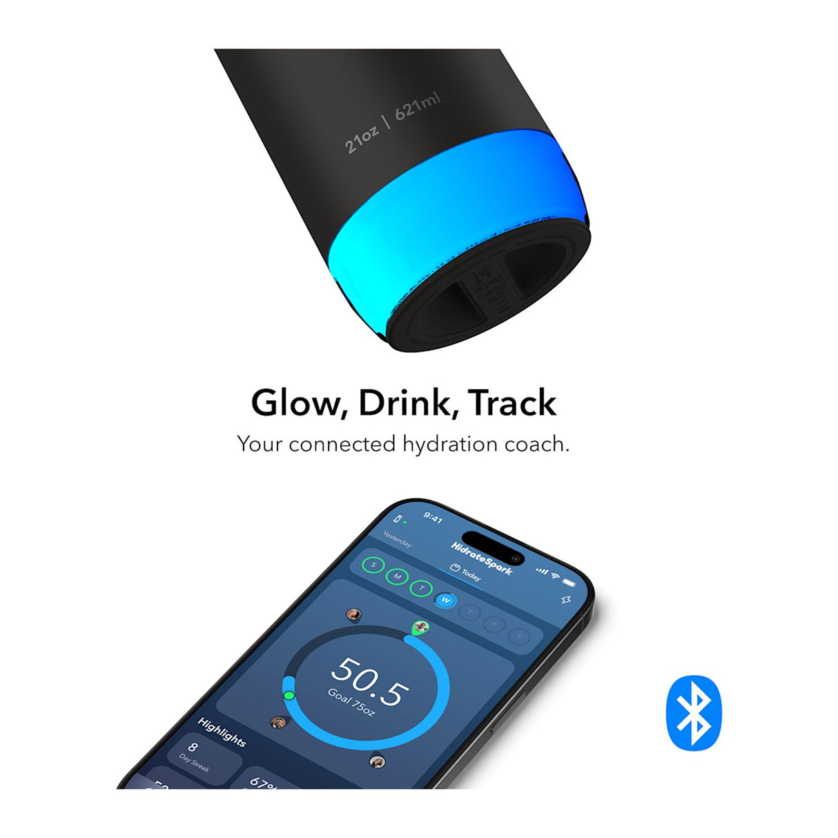 HidrateSpark PRO 2 – 21 oz Smart Bottle with Chug Lid