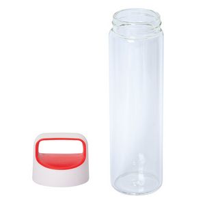 Red/White lid/Glass bottle