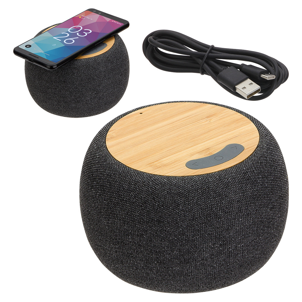 000647 Empire Bamboo Wireless Speaker with 5W Wireless Charger