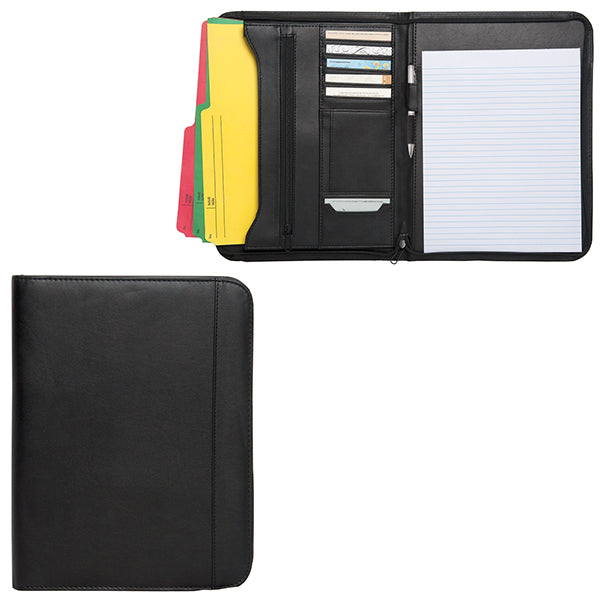 Zippered Notepad Portfolio: Simulated Leather