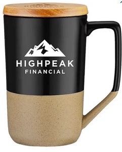 Two Tone Ceramic Mug With Lid 15 oz