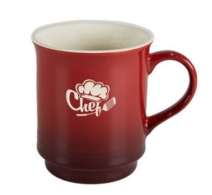 Oxford 14oz gradient red/cream ceramic mug in a Ripple gift box - etched