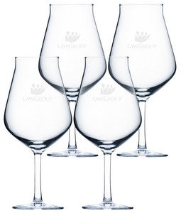 ~Hugo 14oz clear stemmed craft beer glass S/4 in a Noir box - Etched