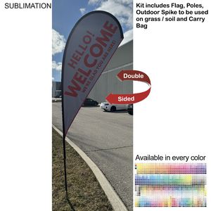000584 9' Small Tear Drop Flag Kit, Full Color Graphics Double Sided, Outdoor Spike base and Bag Included