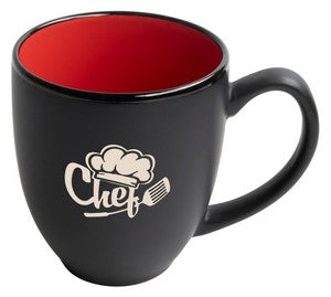 Bistro 16oz 2tone black/red mug in Ripple gift box - Etched