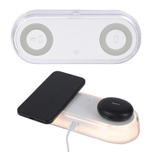 Twin Deck 2-in-1 Wireless Charger with Ambient Light