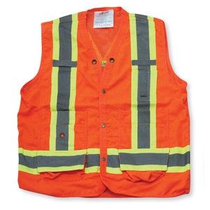 100% Polyester Mesh Orange Surveyor Vest w/Mesh Back