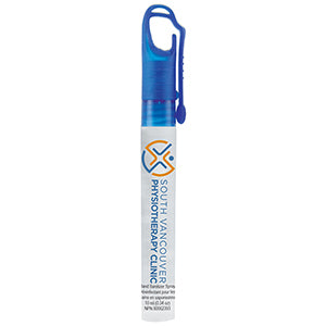 "SprayClip" 10 ml. Antibacterial Hand Sanitizer Spray Pump Bottle with Carabiner Clip Cap