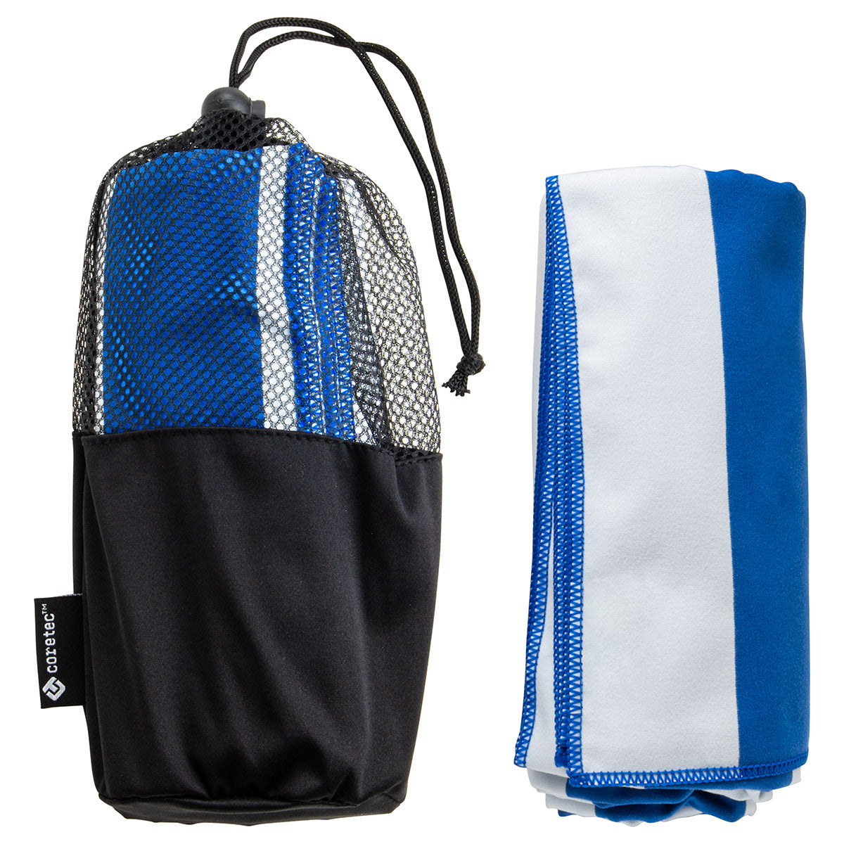 000730 Sandpiper 30" x 60" Striped Microfiber Beach Towel with Net Carrying Pouch