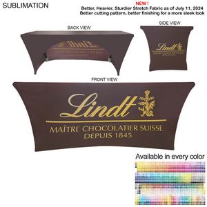 000568 Sublimated Stretch Curved Fit Table Throw for 6ft table, 3 sided, Open Back
