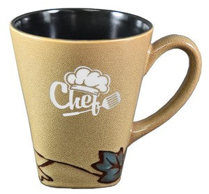 ~Vines 16oz 2tone caramel/black mug in a Black Leaf Gift box - Etched