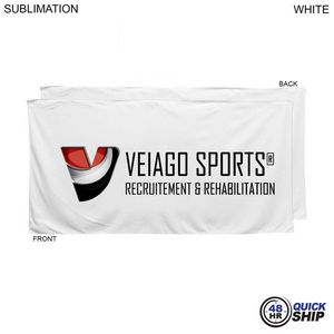 48Hr Quick Ship - Plush and Soft White Velour Terry Cotton Blend Shower Towel, 24x48, Sublimated