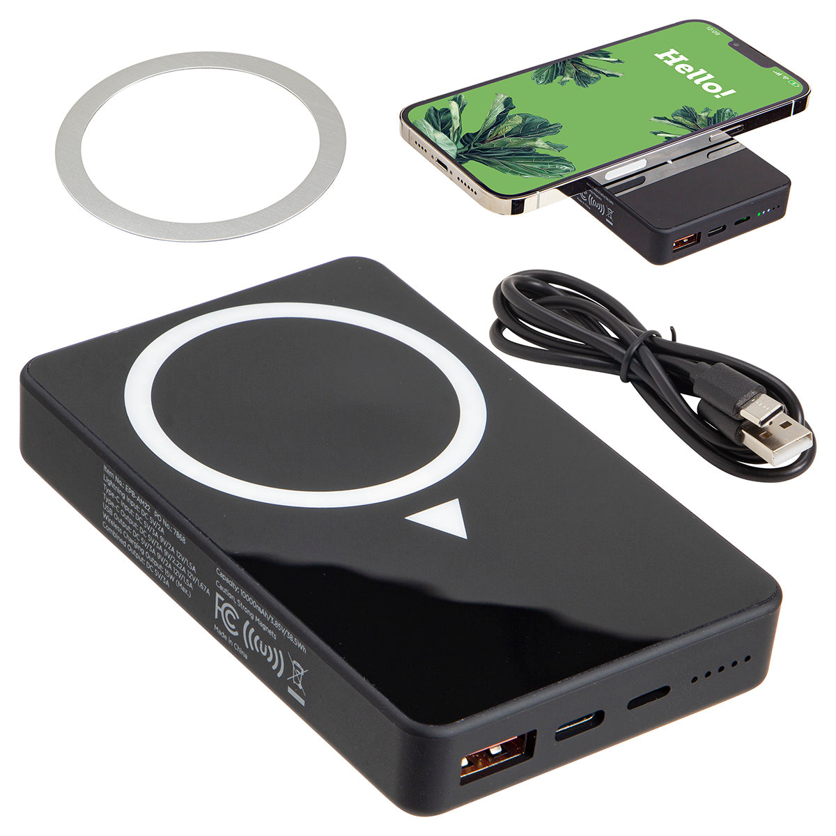 Arc 10000mAh Power Bank with Magnetic Wireless Charger