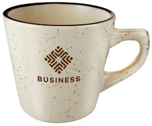 Browning 7oz cream colour ceramic mug with brown speckles and rim