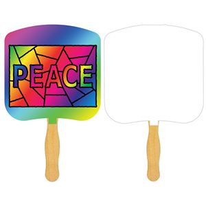 Religious Hand Fan/ Peace Stained Glass