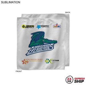 24 Hr Express - White Microfiber Dri-Lite Terry Sponsorship Rally Towel, 15x15, Sublimated