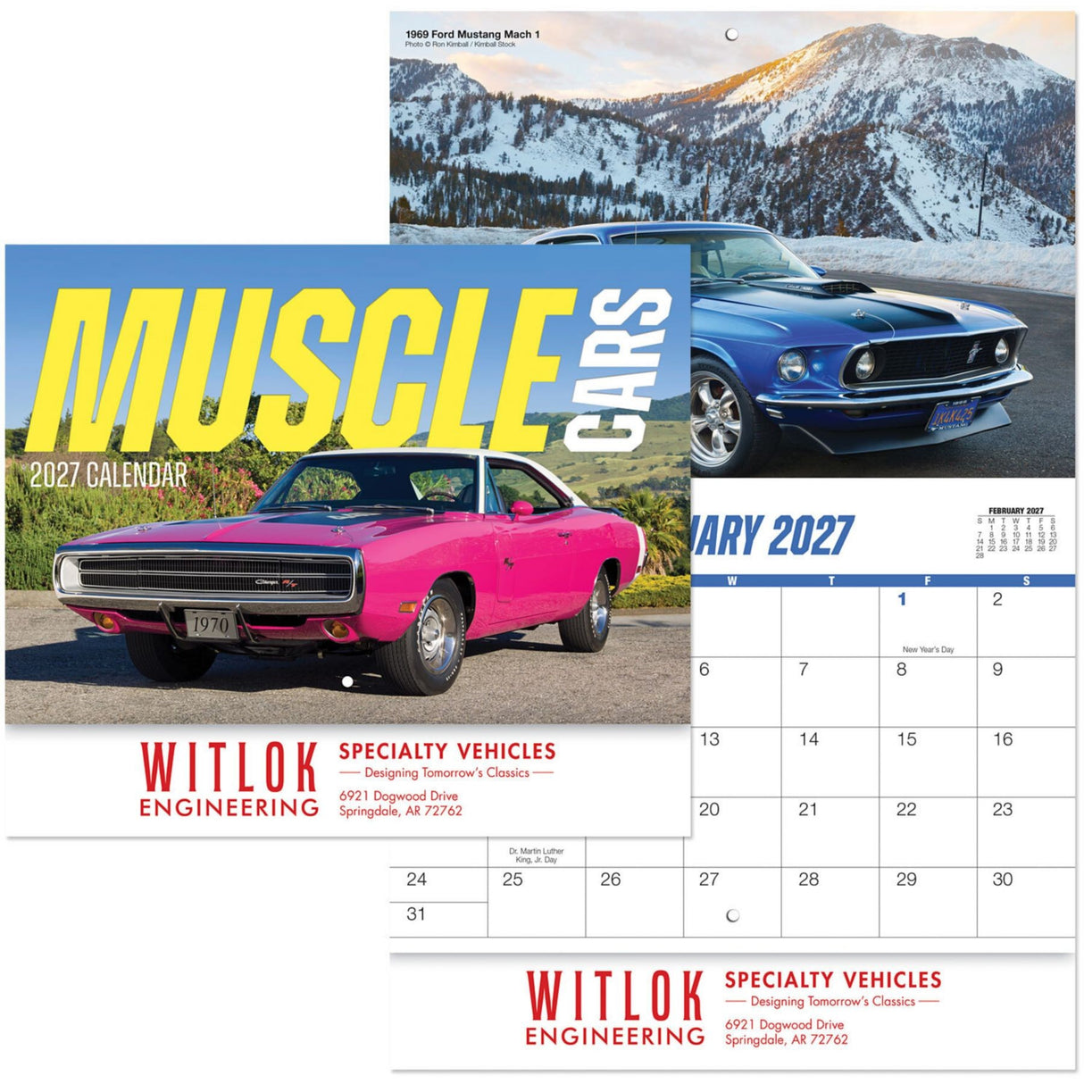 Muscle Car Wall Calendar Stapled