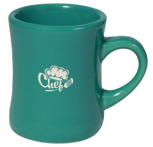 Classic Diner 10oz teal ceramic mug - Etched