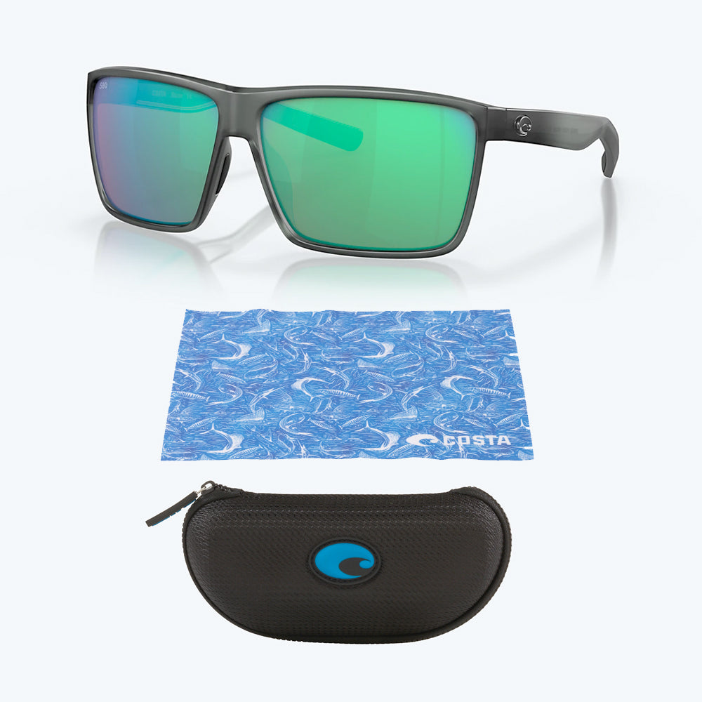 Costa Del Mar Rincon Polarized Sunglasses, Matte Smoke Frame/Green Lens, Size 63