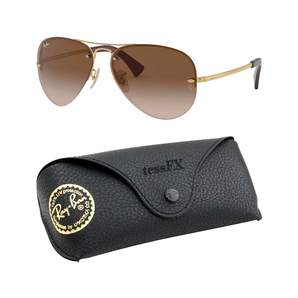 Ray Ban Rimless Aviator Non-Polarized Sunglasses, Gold/Brown, Size 59