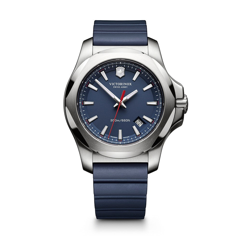 Victorinox® I.N.O.X. Large Blue Dial/Blue Genuine Rubber Strap Watch