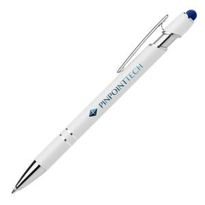 Ellipse Softy White Barrel Pen w/ Stylus - ColorJet