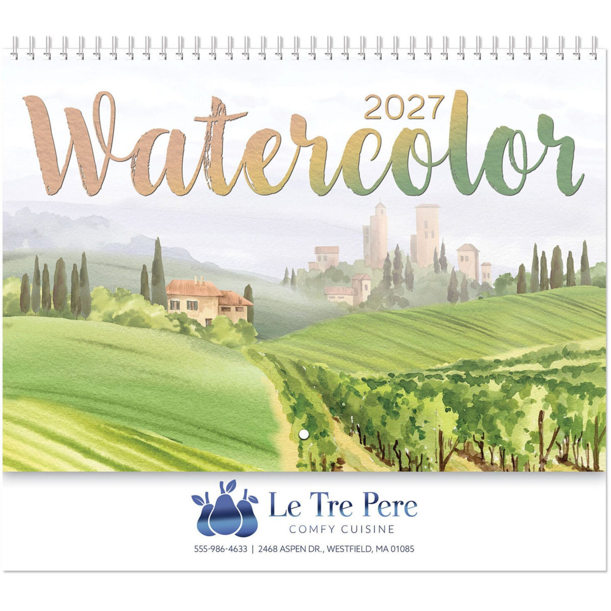 Watercolour Spiral Wall Calendar