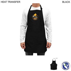 000548 Twill Bib Apron, 25x28, 2 Pockets, Adjustable Neck, Heat Transfer Logo, In Stock