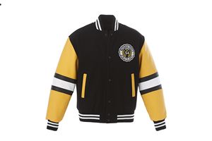 Custom Melton & Leather Varsity Jacket w/Snap Closure