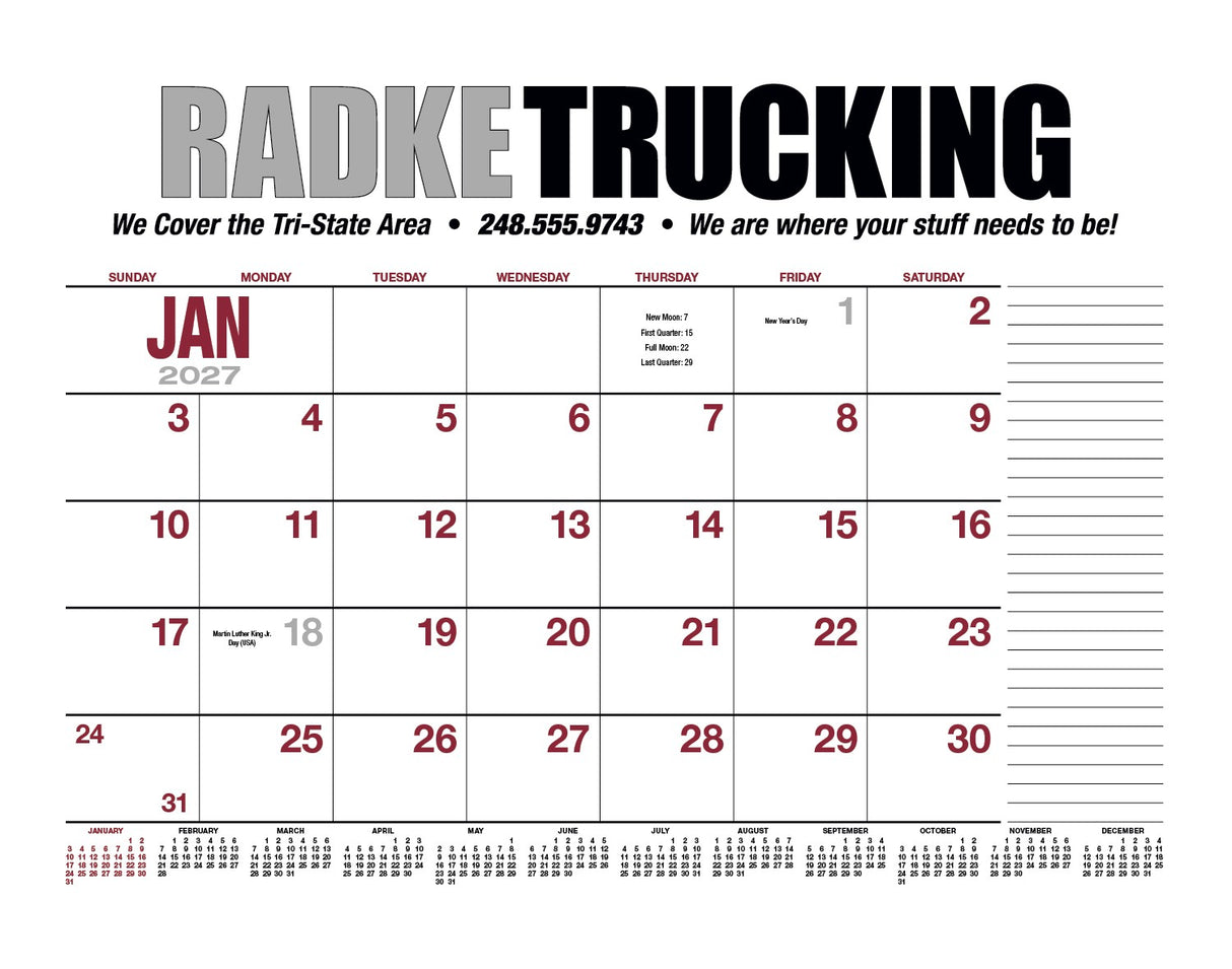 HotLine Products 13-Month Desk Pad Calendar image