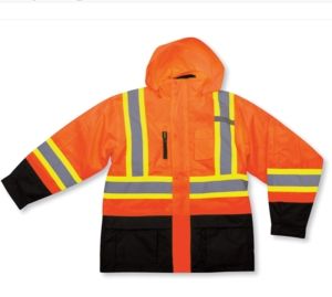 5-In-1 Polyester Waterproof Orange Rain Jacket