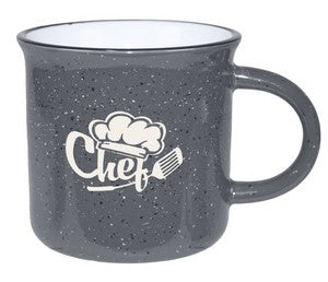 Fireside 16oz speckled grey/white mug with black trim in a Ripple gift box - Etched