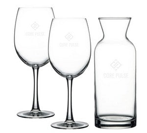 ~Durham & Lyric Set, 1 carafe, 2 wine glasses in a Raven Gift box - Etch