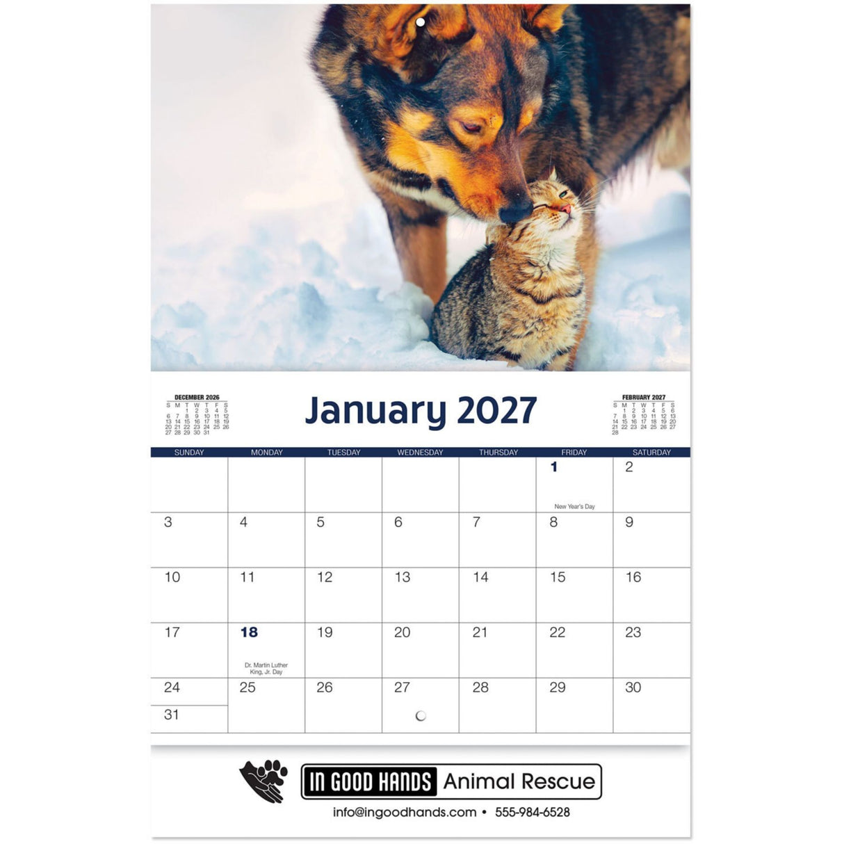 Furry Friends Wall Calendar Stapled