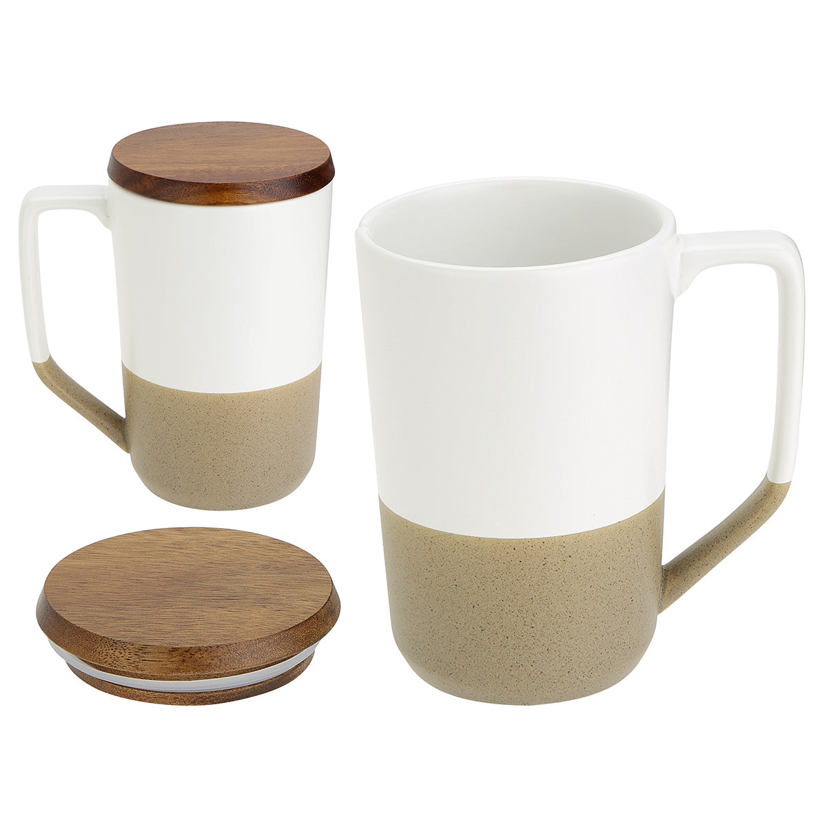 Bellaria 15 oz Ceramic Mug with Wood Lid