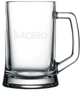 Mainz 22oz heavy base clear glass handled mug - Etched