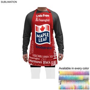 000581 Domestic made Bib Apron, 25x28, No pockets, Adjustable Neck, Sublimated, White or Stock Colored Ties