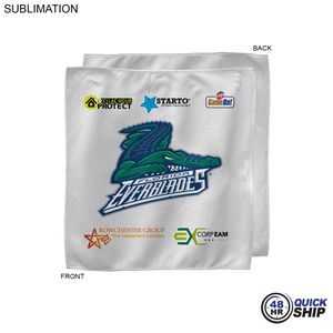 48 Hr Quick Ship - White Microfiber Dri-Lite Terry Sponsorship Rally Towel, 15x15, Sublimated