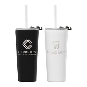 Excalibur - 21 oz. Double-Wall Stainless Tumbler with Straw- Laser