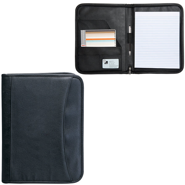 Zippered Notepad Portfolio: Simulated Leather