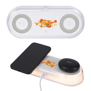 Twin Deck 2-in-1 Wireless Charger with Ambient Light