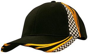 Brushed Heavy Cotton Cap w/Embroidery & Printed Checkered Pattern