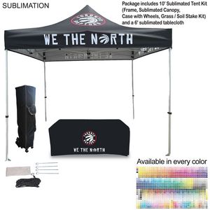 000579 Event Package, 10' Premium sublimated Tent Kit and 6' Sublimated Box Fit Tablecloth (Best Seller)
