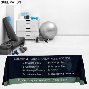 000547 Sublimated Table Cloth for 6' table, Drape style, 4 sided, Closed Back