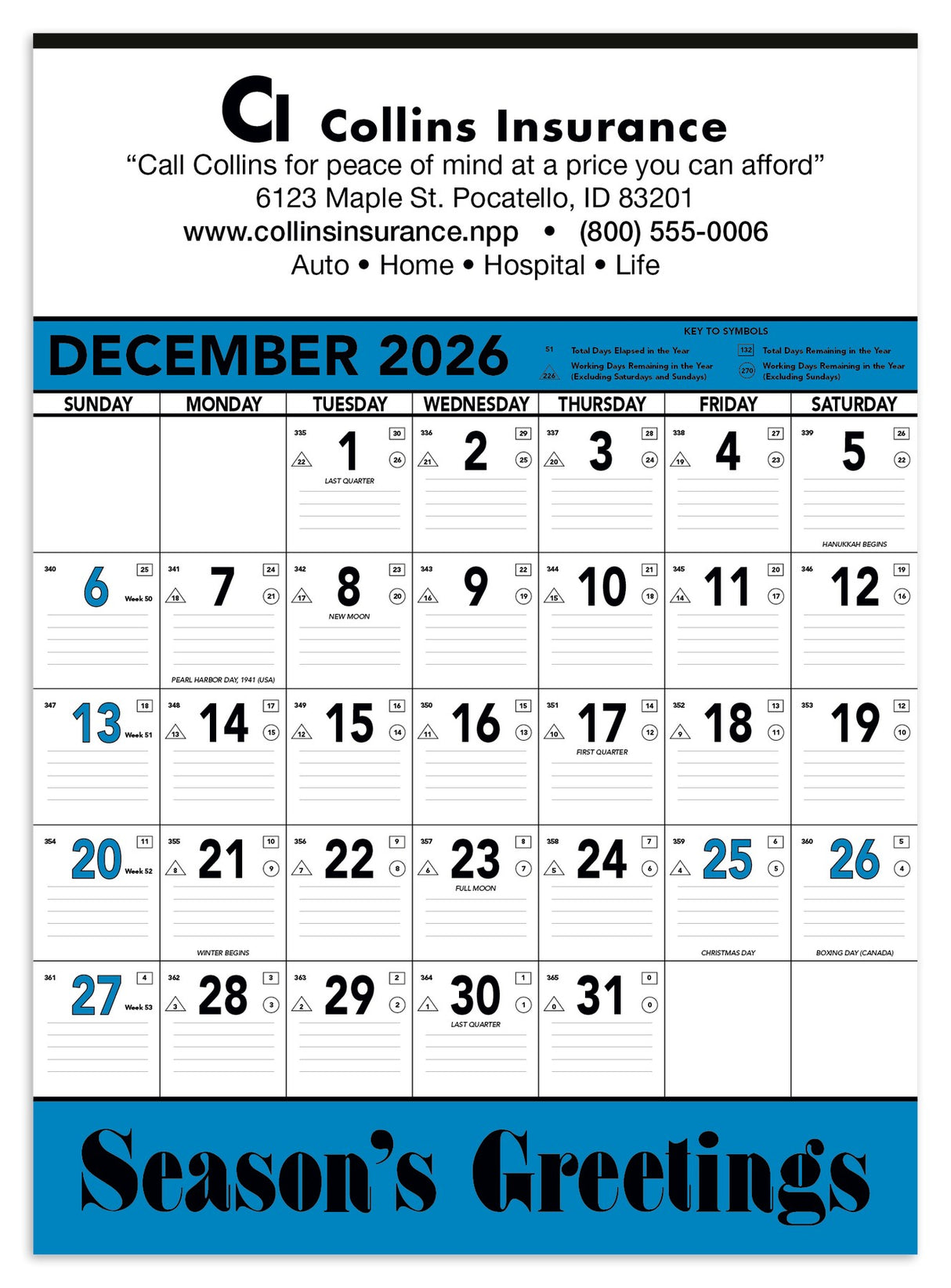 Triumph Calendars Blue & Black Contractor Memo Calendar image