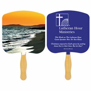Religious Hand Fan/ Shoreline at Sunset