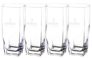 ~ Sterling square highball 16oz clear glass S/4 in a Sable Gift box