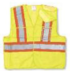 Polyester Lime Green Safety Vest w/5 Point Tear Away