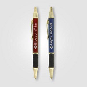 Matrix Grip Pen w/ Gold Top & Accents - Laser Engraved Metal Pen